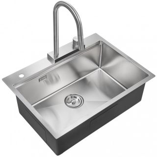 Мойка для кухни Milacio Denia 68 Steel MC.77410 в комплекте со смесителем и коландером нержавеющая сталь