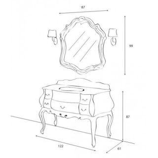 Зеркало Cezares 87x99 Ciliegio Anticato Topazio TO03.02