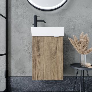 Подвесная тумба под раковину Sancos Mini N35ECHL левая 35см дуб чарльстон