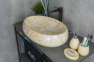 Накладная раковина Gid Mnc167 60см мрамор глянцевый Арт.54508