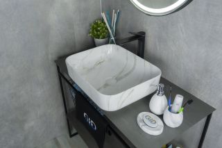 Раковина Gid Mnc190 54426 накладная под камень глянцевая 50x39x13