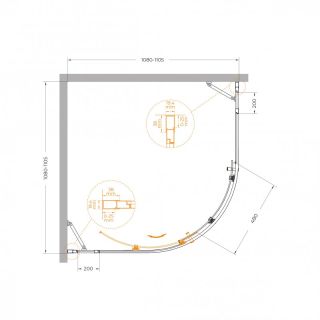 Душевой уголок CEZARES MOLVENO-R-11-90+20-C-GM-IV