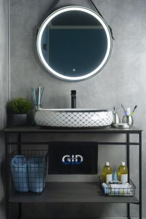 Раковина Gid Nc262 52201 накладная белая / хром 60x41x15