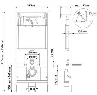 Комплект Berges 4в1 043216: инсталляция NOVUM525 кнопка L3 хром глянец унитаз Mascon Rimless сиденье Toma Slim SO