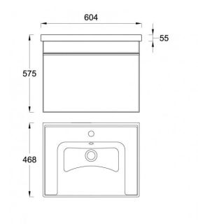 Подвесная тумба под раковину Veedi Novel NVL600T-DR 60см белый