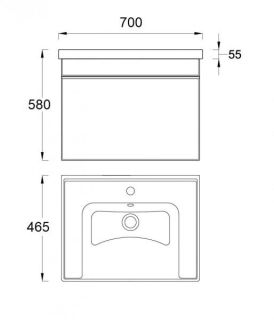Подвесная тумба под раковину Veedi Novel NVL700T-DR 70см белый