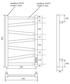 Полотенцесушитель электрический Point Феникс PN15858B П7 50x80см чёрный