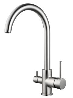 Смеситель для кухни Shevanik S128L с подключением фильтра сатин