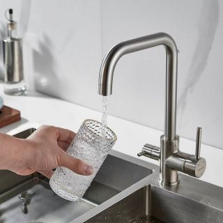 Смеситель для кухни Shevanik S228L с подключением фильтра сатин