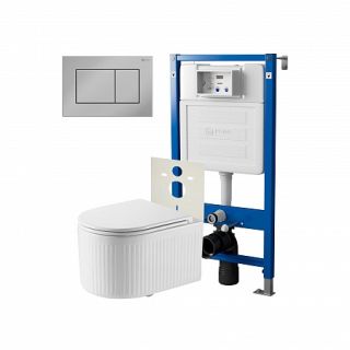 Комплект унитаза с инсталляцией Point Элемент PN48284C с сиденьем Микролифт