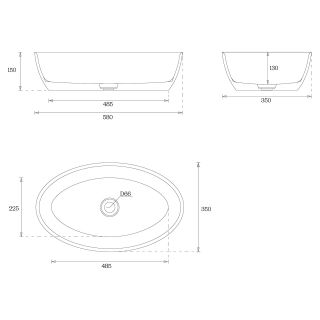 Раковина накладная by Deonria Ola 58см белый