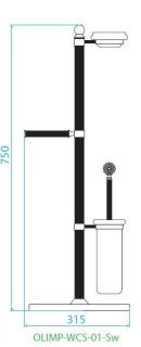 Стойка напольная c держателем туалетной бумаги, щёткой для унитаза и мыльницей, золото Cezares OLIMP-WCS-03/24-Sw