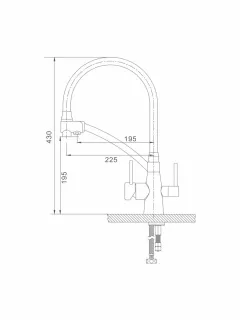 Смеситель для кухни Raglo R80.621.05 со съёмным гибким изливом на держателе и подключением фильтра питьевой воды сатин