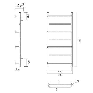 Полотенцесушитель водяной Domoterm Орфей П7 400x700 золото