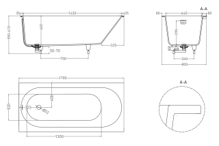 Ванна из искусственного камня Salini Ornella Kit S-Sense 102414G 170x80см белый глянцевый