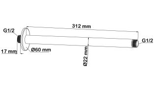 Кронштейн для верхнего душа Swedbe Platta 5511B 31см чёрный
