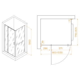 Душевой уголок RGW PA-078-1B (RGW PA-008B + Z-060-2B) 3508078198-14 90x80см чёрный