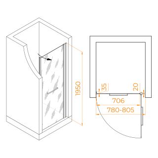 Душевая дверь RGW PA-103 020810308-11 80см хром