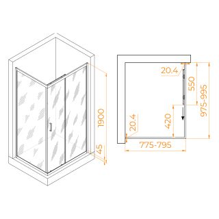 Душевой уголок RGW PA-245 410824580-11 80x100см хром