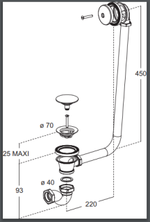Слив-перелив для ванны Jacob Delafon Cleo E7807-CP 45 см хром