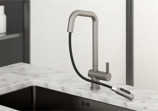 Смеситель для кухни Granula Kitchen Space 7273, СТАЛЬ МАТОВАЯ