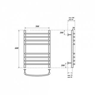 Полотенцесушитель электрический Point Альфа PN05156SE 50x60см П8 хром