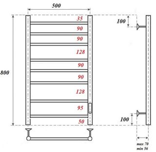 Полотенцесушитель электрический Point Аврора PN10858BR 50x80см бронза