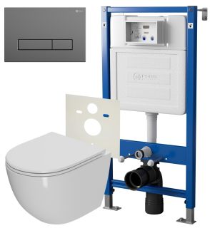 Сет Point PN48056GM: инсталляция Point Элемент PN45120 клавиша Point Меркурий графит PN44831GM унитаз Point Афина PN41041