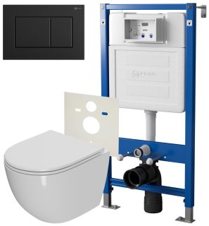 Сет Point PN48058BM: инсталляция Point Элемент PN45120 клавиша Point Ника чёрный матовый PN44081BM унитаз Point Афина PN41041