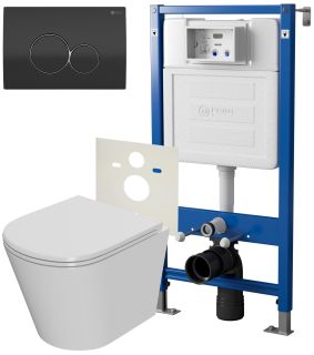 Сет Point PN48066BC: инсталляция Point Элемент PN45120 клавиша Point Виктория чёрный/хром PN44061BC унитаз Point Виктория PN41061