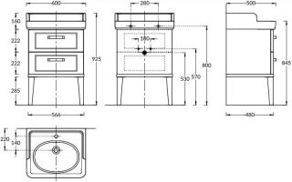 Тумба под раковину Kerama Marazzi Pompei PO.M.60.2\BLK 60 см чёрный