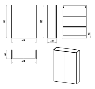 Подвесной шкаф Misty Поло 60см антрацит/дуб Галифакс белый