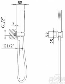 Ручной душ со штуцером-держателем Cezares PORTA-DEFM-NOP черный матовый