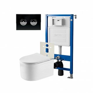 Комплект унитаза с инсталляцией Point Элемент PN48320BC с сиденьем Микролифт