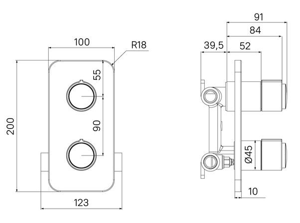 Встраиваемый смеситель с двумя выходами IDDIS Slide Push Control SLISBBTi67 хром