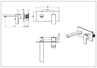 Встраиваемый смеситель для раковины Boheme Qubic 475-BRB брашированная бронза