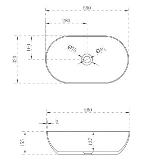 Раковина ABBER Stein AS2611 56см белый матовый