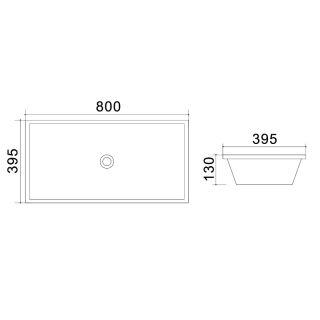 Раковина накладная Azario 80х39.5х13 фаянс (AZ4277)