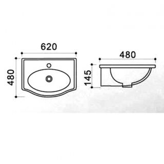 Раковина подвесная Azario 62х48х14.5 фаянс, цвет Белый (AZ405A)