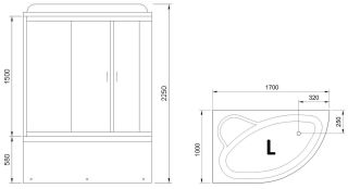 Душевой бокс Royal Bath ALP левый стекло матовое 170x100см RB170ALP-C-L
