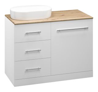 Напольная тумба под раковину Misty Респект под стиральную машину 120см левая белый/дуб Артизан