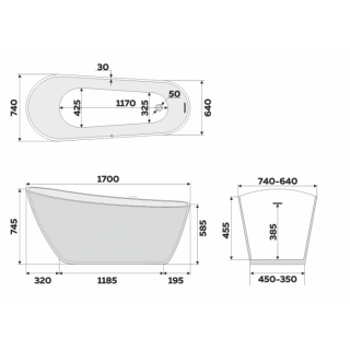 Ванна акриловая Delice Riviera DLR440103W 170х74 белая матовая