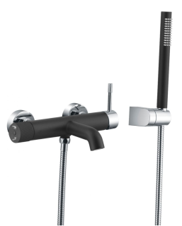 Смеситель для ванны Boheme Uno 463-BCR чёрный/хром