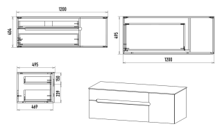 Подвесная тумба под раковину Misty Роял 120см чёрный