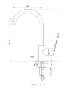 Смеситель для кухни Wonzon & Woghand Balance WW-052101-CR хром
