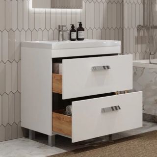 Тумба под раковину напольная Velvex Orlando tn.ORL.CLA.80.2Y белый матовый, 80 см