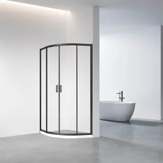 Душевой уголок Veconi Rovigo RV-01B, 1000x1000x1950, черный, стекло прозрачное