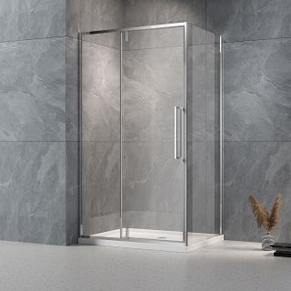 Душевой уголок Veconi Rovigo RV-034, 1100х900х1950, хром, стекло прозрачное