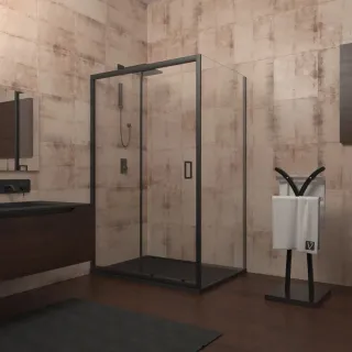 Душевой уголок Veconi Rovigo RV-040B, 1500х700х1850, черный, стекло прозрачное