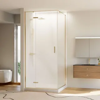 Душевой уголок Veconi Rovigo RV-073RG/L, 800х800х1950, золото брашинг, стекло дождь